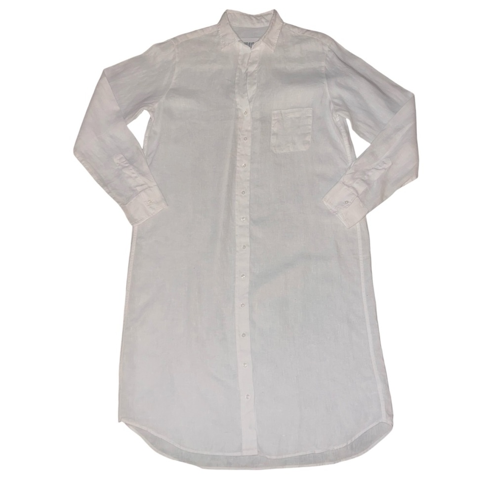 NWOT Grayson Threads The Hero Midi Dress 100% Linen White Button-Down Staple